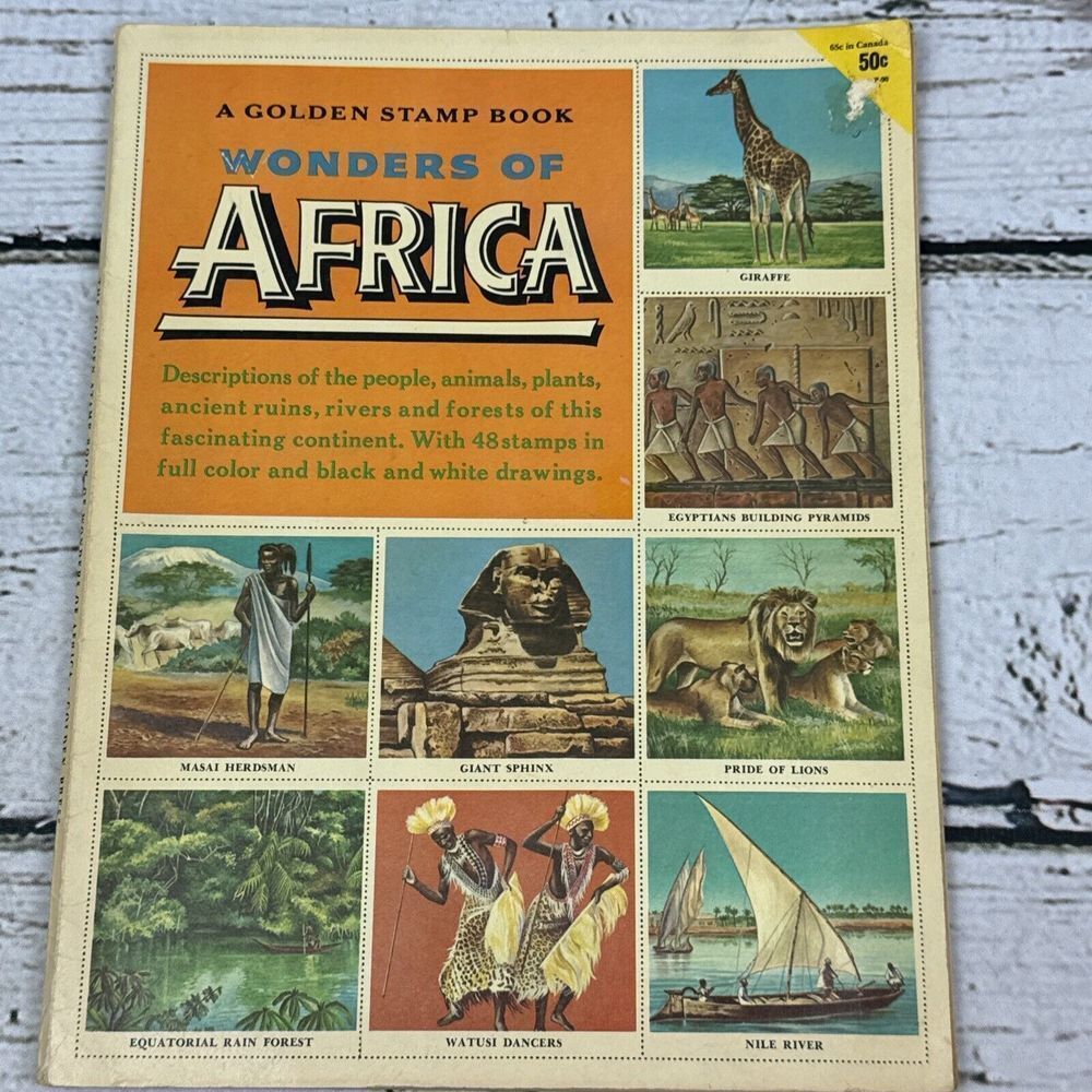 Vintage Golden Stamp Book‎ Wonders of Africa Educational Collectible